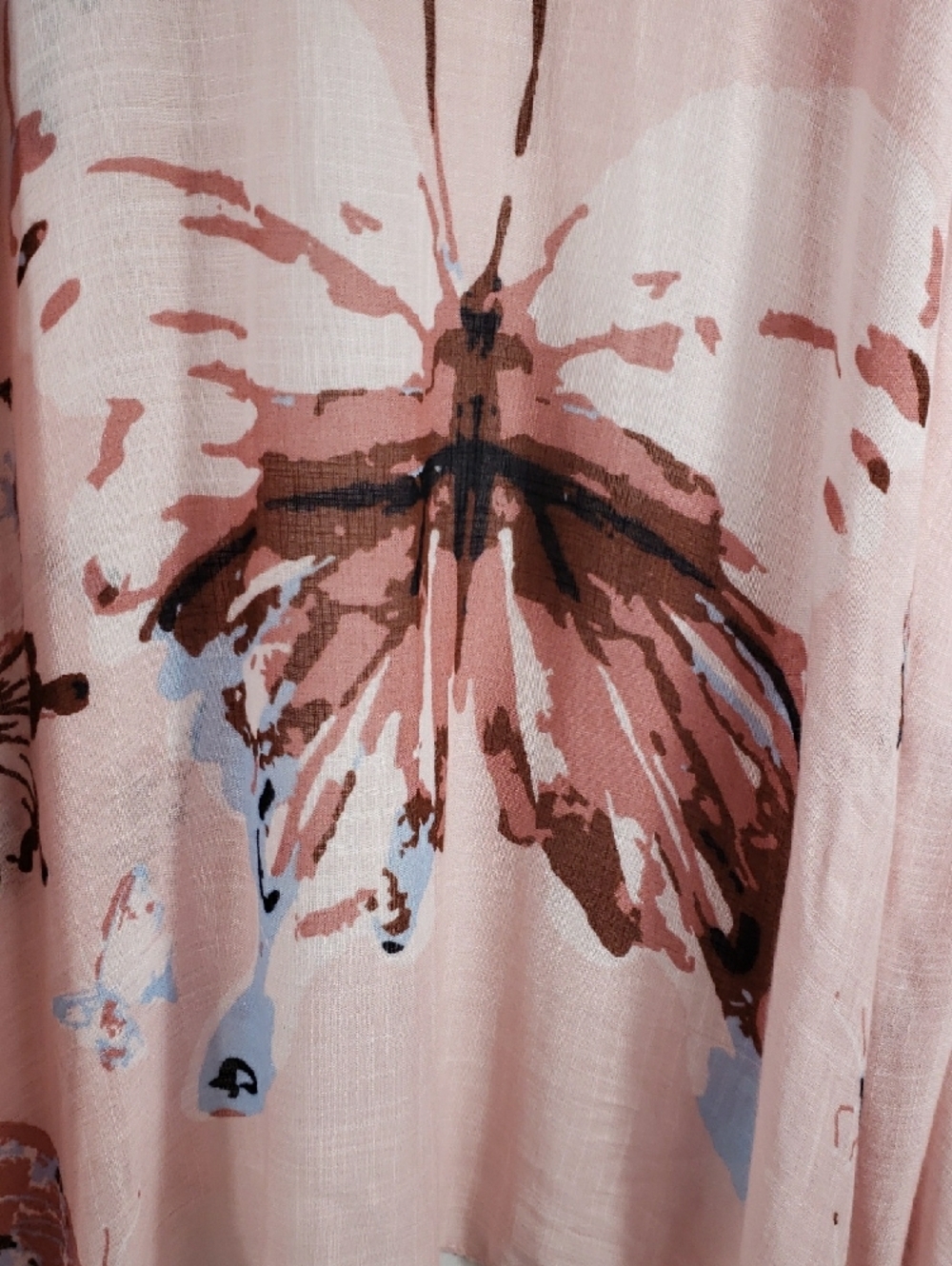 Light Pink Butterfly Print Kimono / Swimsuit Cover One Size - Picture 3 of 4